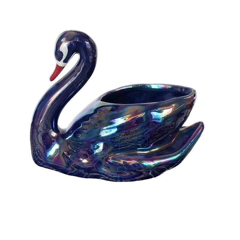 Vintage swan iridescent decor image 1