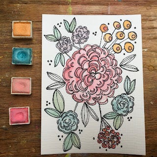 Katie Cannon Designs Watercolor Florals number 3 Katie Cannon Designs Limited color palette watercolor florals number 3