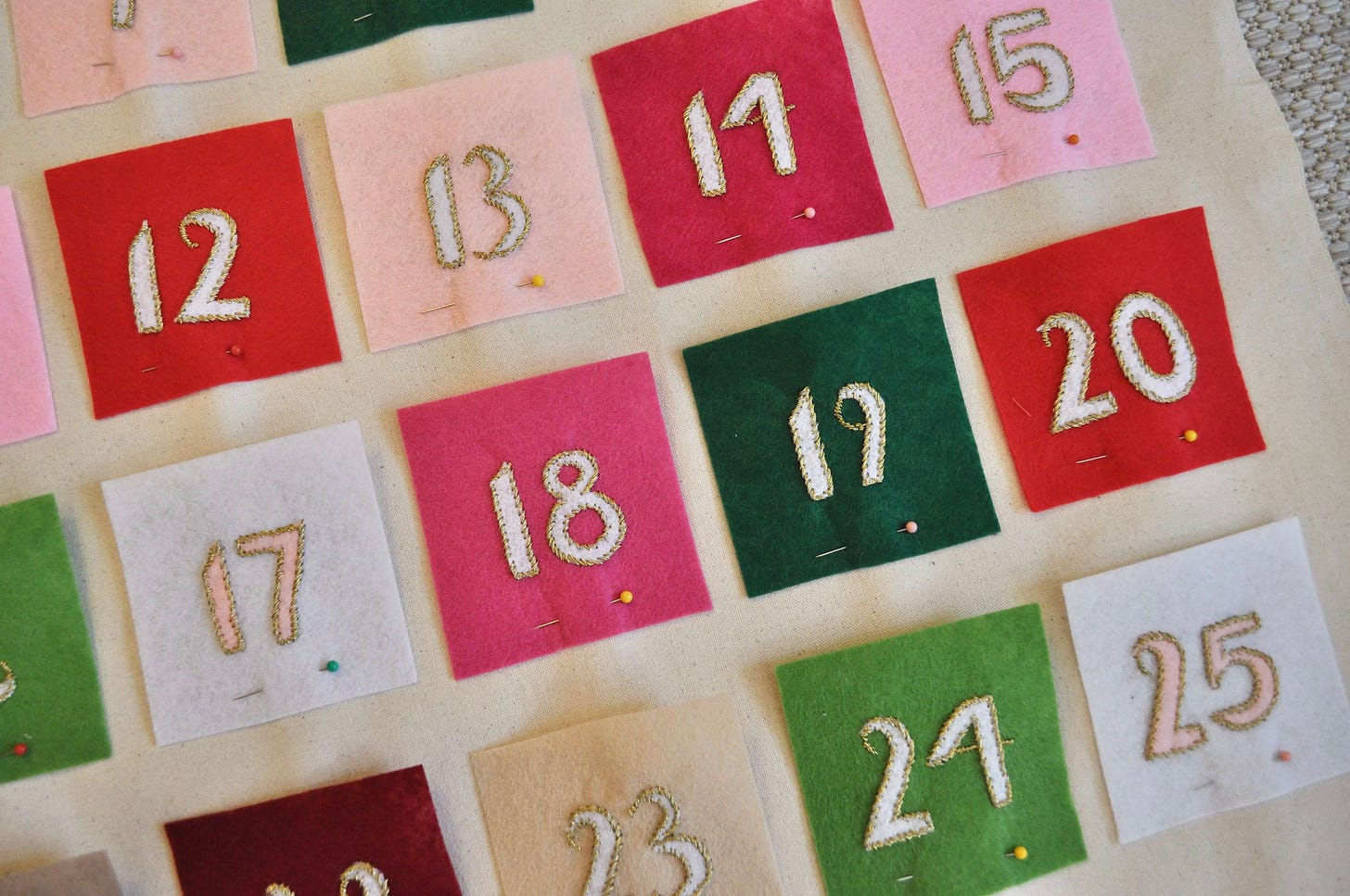 DIY sewing and embroidery fabric advent calendar