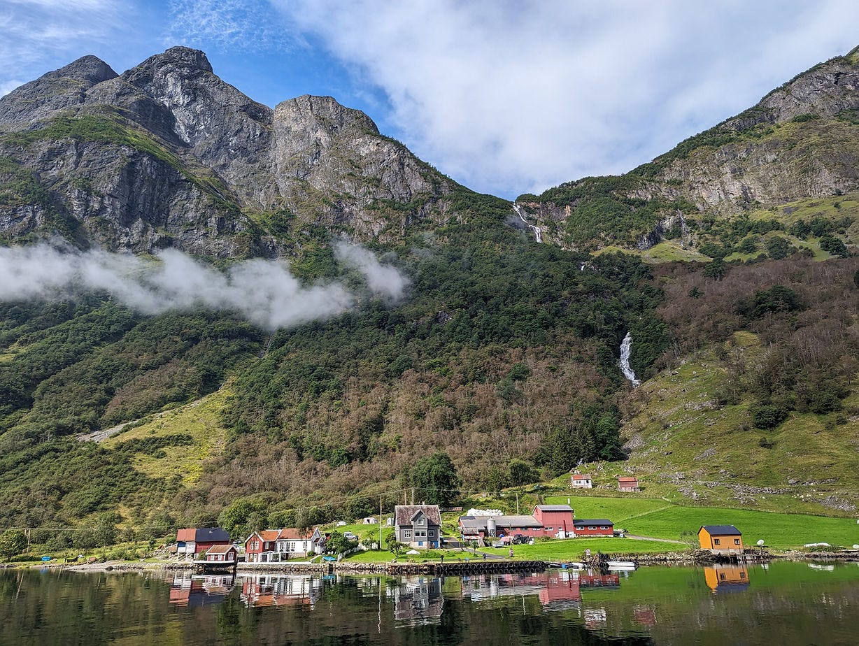 A fjord in Norway in the summer.