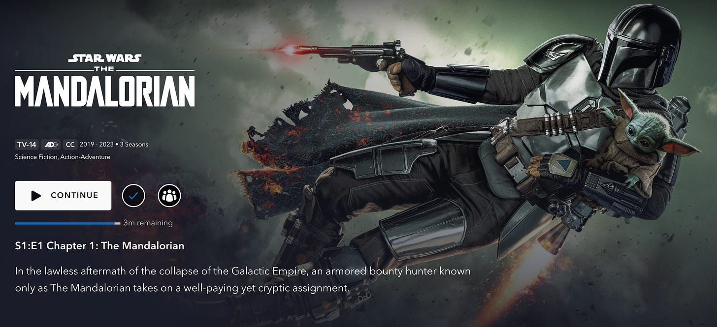 Title screen of The Mandalorian on Disney+