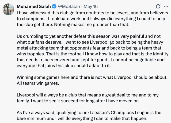 Even If You Agree With Salah, He's Shown His Lack Of Self-Awareness With The Attack On Slot