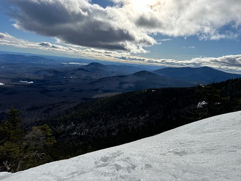 Pictures of Liz, Seth, and the dogs hiking snow-covered mountains