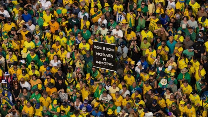 Brazilians rally to protest supreme court judge's decision to ban X