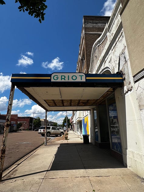 Street art and buildings in Clarksdale Mississippi