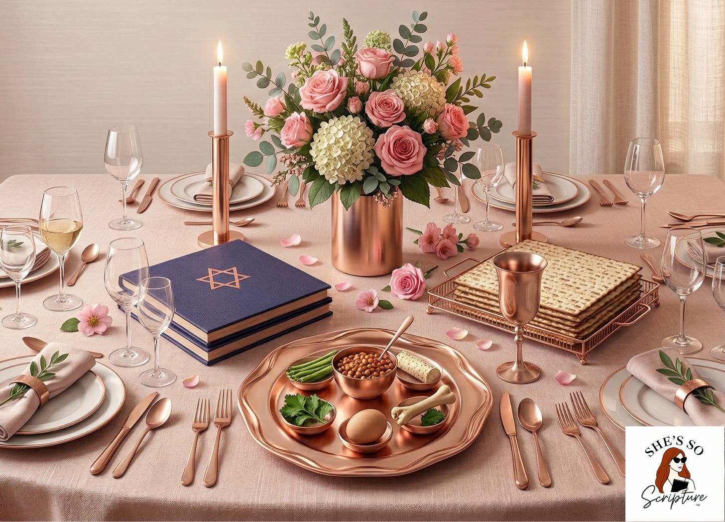 a Passover seder table
