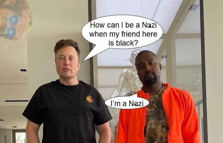 May be an image of 2 people and text that says 'How can I be a Nazi when my friend here is black? I'm I'maNazi a Nazi'