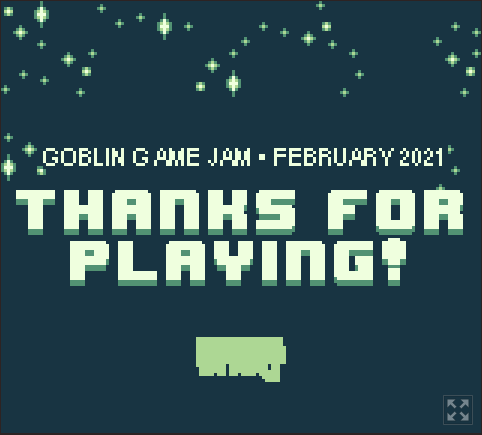 Ending screen shot of Game Boy homebrew game Cosmic Courier with the text "Thank you for playing!"