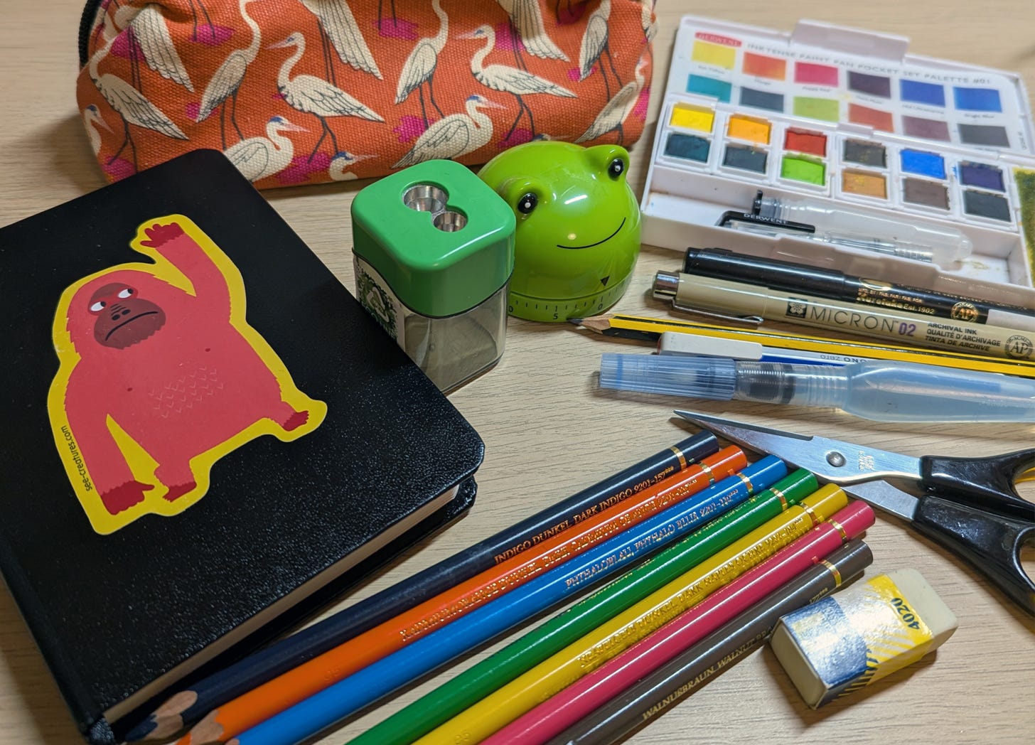 A collection of basic art supplies