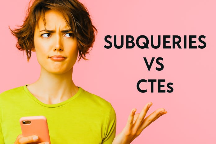 When to Use a Subquery vs. a CTE in SQL (With Real Examples for Data ...