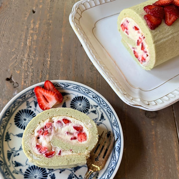 Strawberry and cream cake #3 and #4, plus a taste tester reaction.