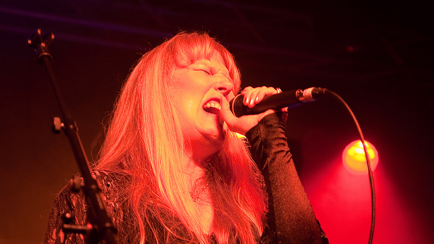 Vocalist Marcie Free of American AOR group Unruly Child performing live on stage at Firefest Vocalist Marcie Free of American AOR group Unruly Child performing live on stage at Firefest