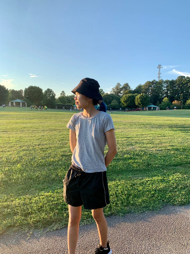 Images of me at the park, walking and enjoying the sunshine.