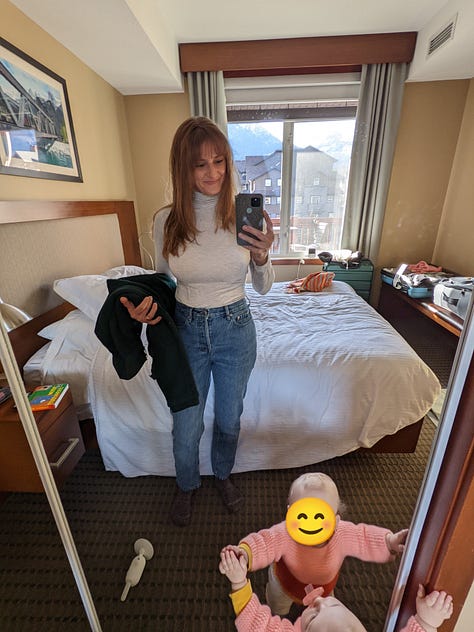 Mirror selfies with different outfit combinations