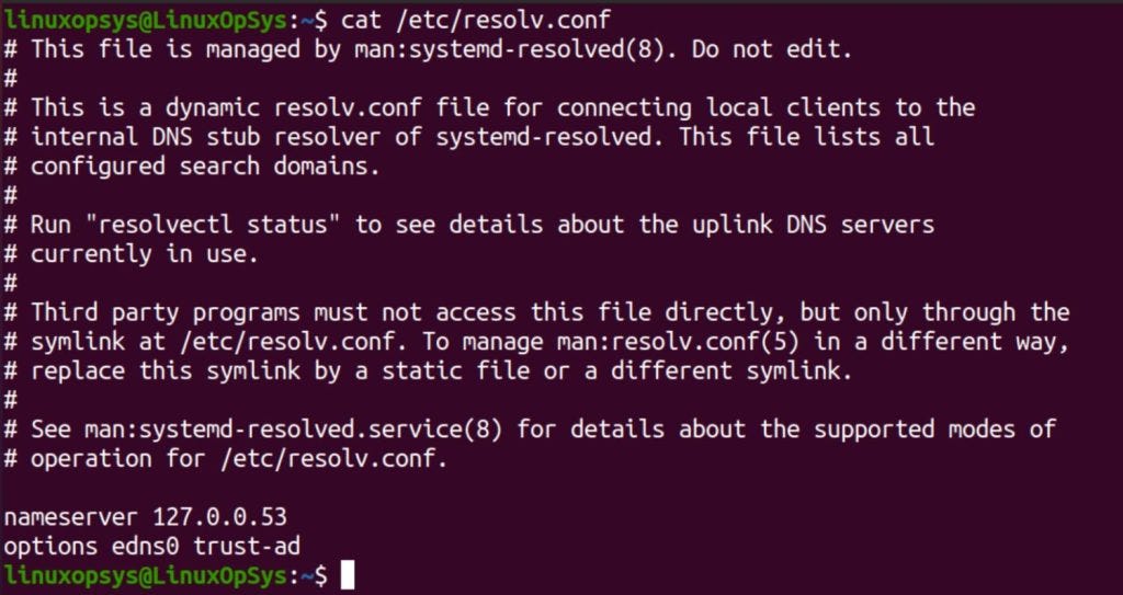 example /etc/resolv.conf file