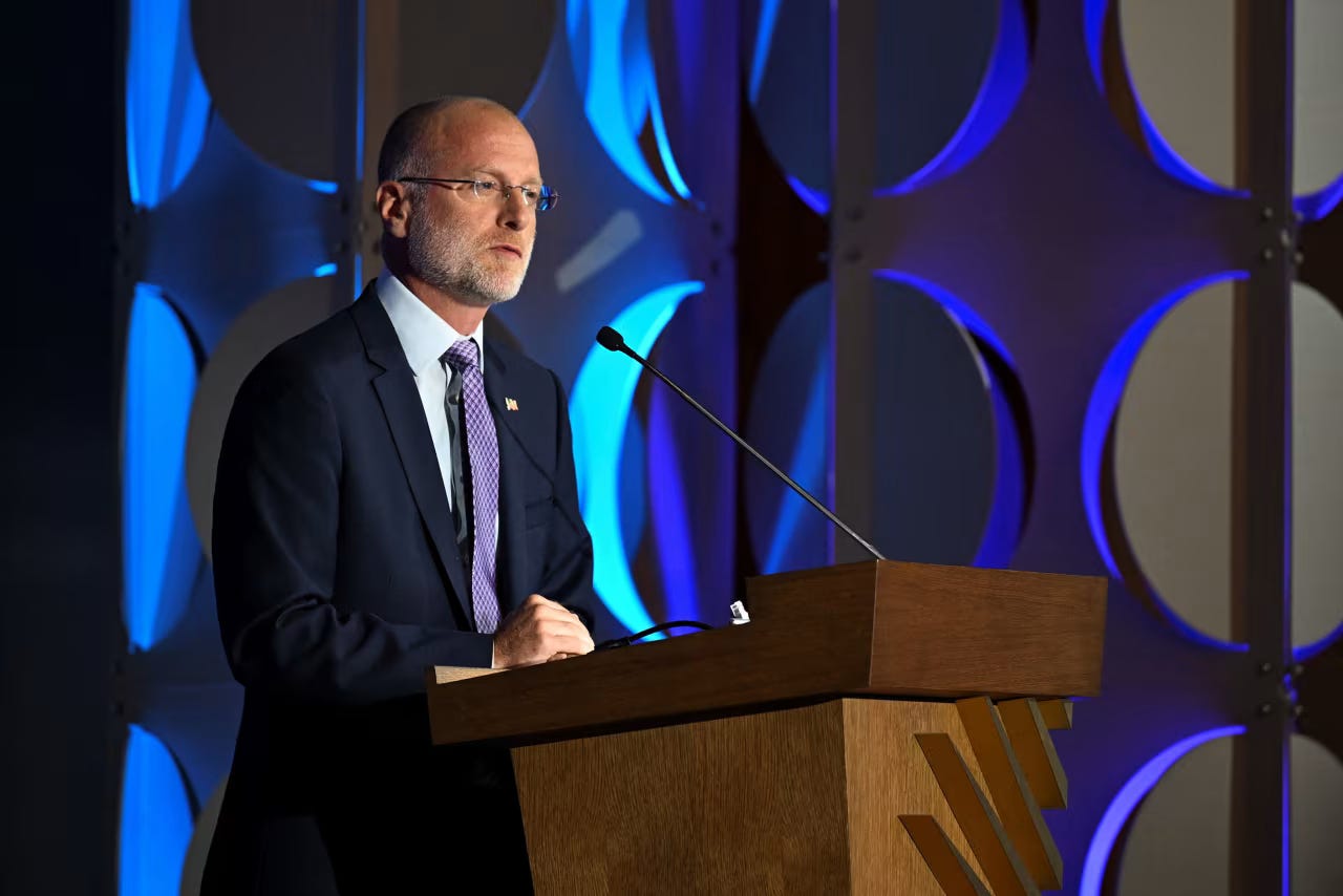 Federal Communications Commission Chair Brendan Carr speaks during the US Chamber of Commerce Global Aerospace Summit in Washington, DC, on September 9. Federal Communications Commission Chair Brendan Carr speaks during the US Chamber of Commerce Global Aerospace Summit in Washington, DC, on September 9.
