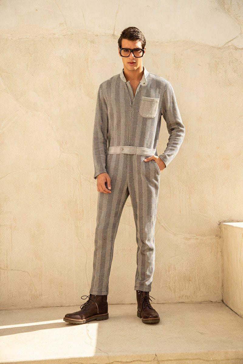 DEAN JUMPSUIT in ECRU/BLACK NEUTRAL DEAN JUMPSUIT in ECRU/BLACK NEUTRAL