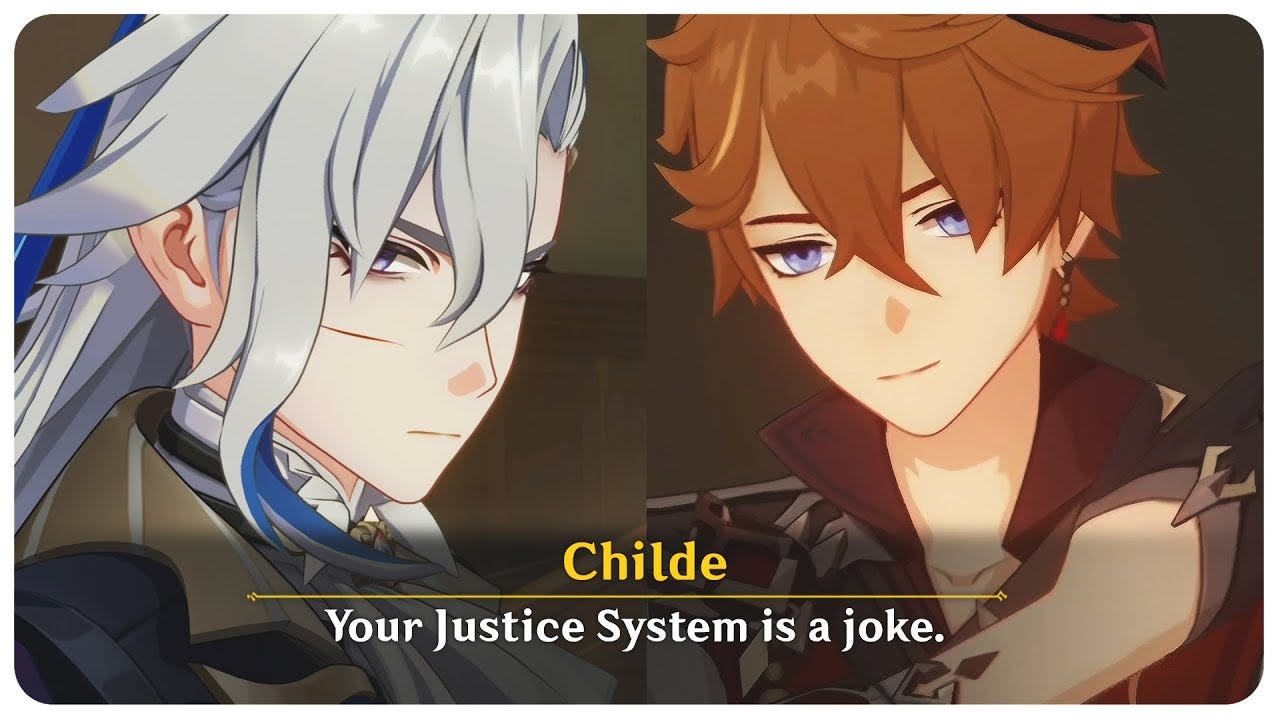 Childe Gets Absolutely DESTROYED by Neuvillette (Cutscene) Archon Quest ...