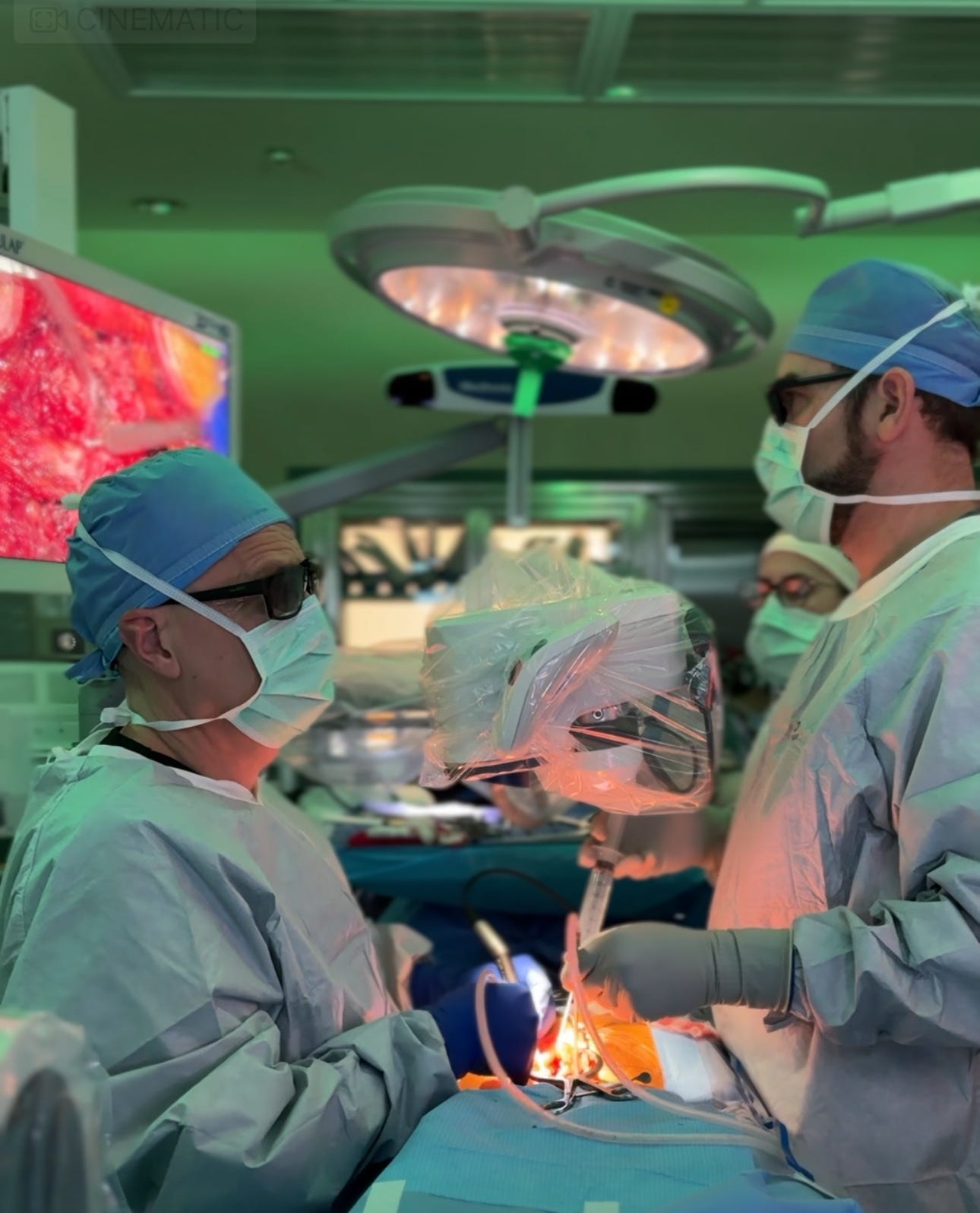 A neurosurgeon performing spine surgery