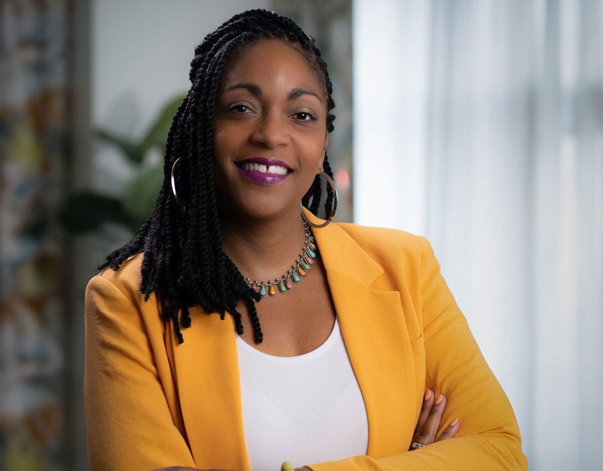 Portrait of OUSD superintendent Kyla Johnson-Trammell that accompanied a press release announcing her induction into the Alameda County Women’s Hall of Fame. May 8, 2024. (Image source: OUSD.)