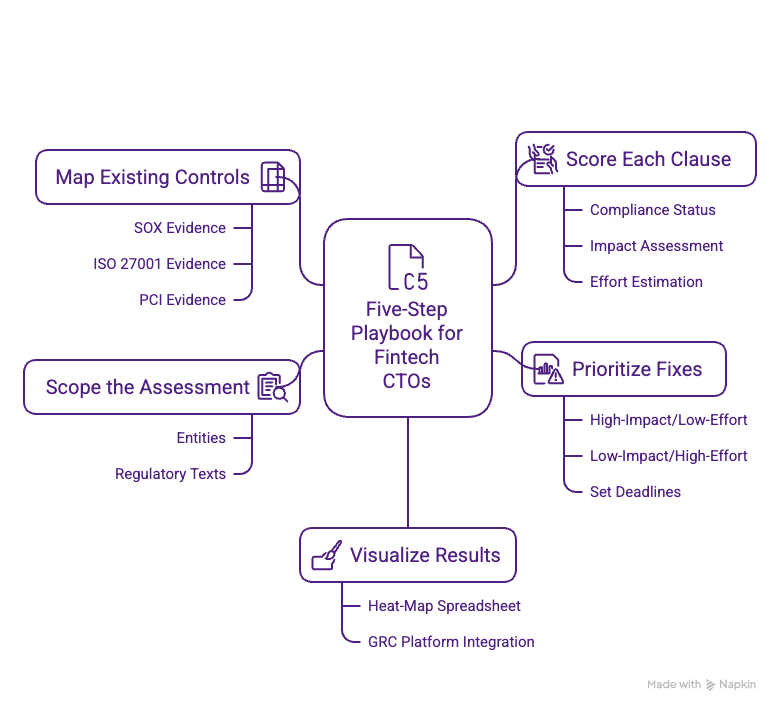 Five‑Step Playbook for Fintech CTOs Diagram Five‑Step Playbook for Fintech CTOs Diagram