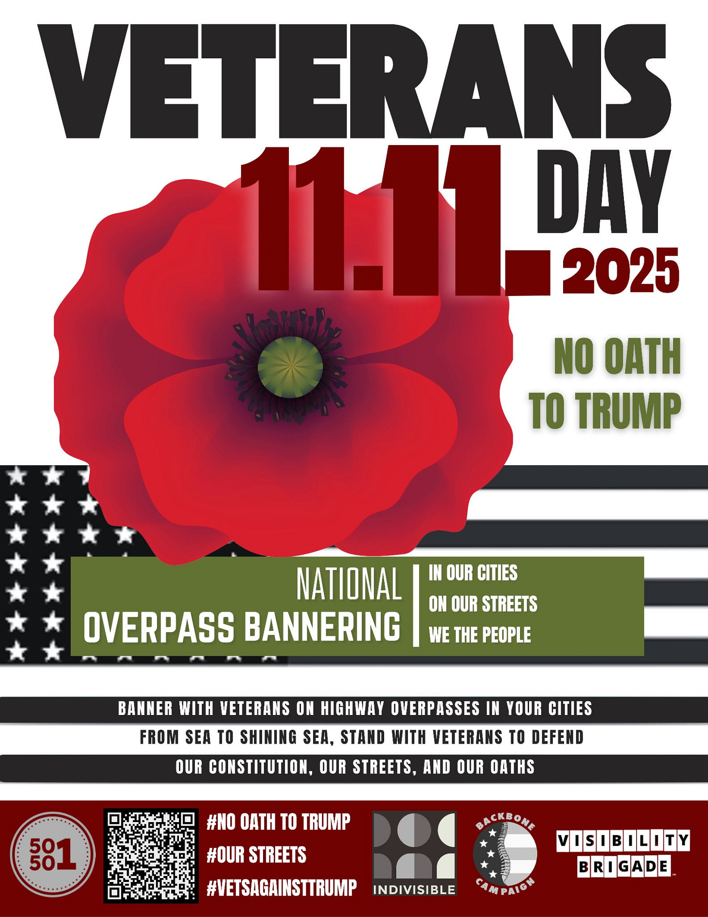 r/50501California - "No Oaths to Trump" National Banner Challenge for Veteran's Day