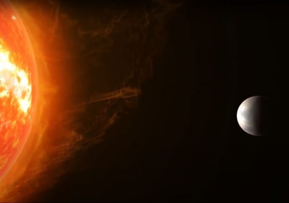 Artist's impression of the planet Gliese 486b orbiting its star Artist's impression of the planet Gliese 486b orbiting its star
