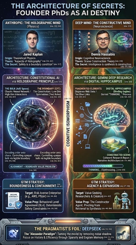 The Holographic and the Hippocampus: Unveiling the Physicist's Boundary and the Neuroscientist's Scene as the Hidden GTM Architectures of Anthropic and Google DeepMind