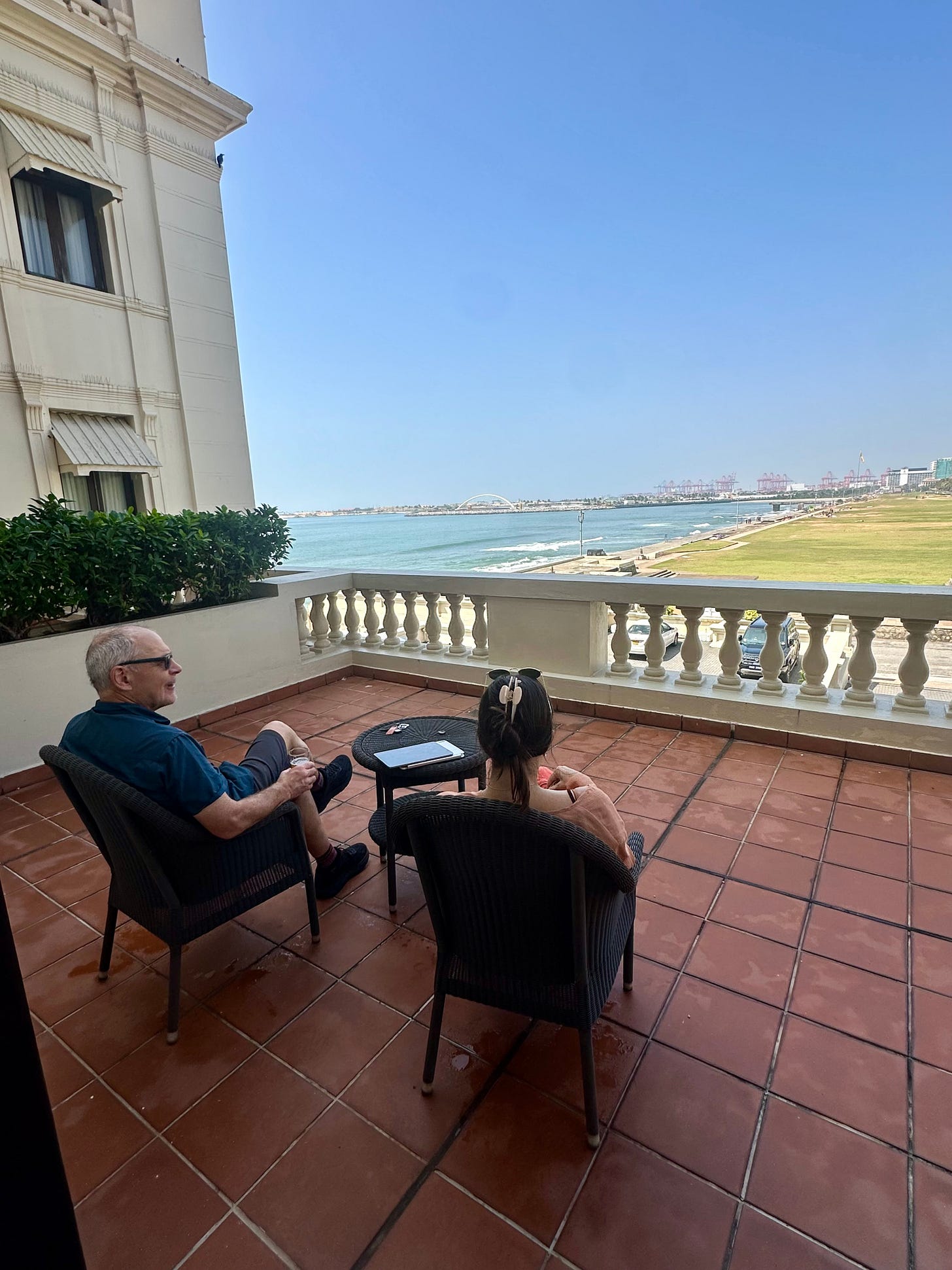 Balcony at Galle Face Hotel, Colombo, Sri Lanka.