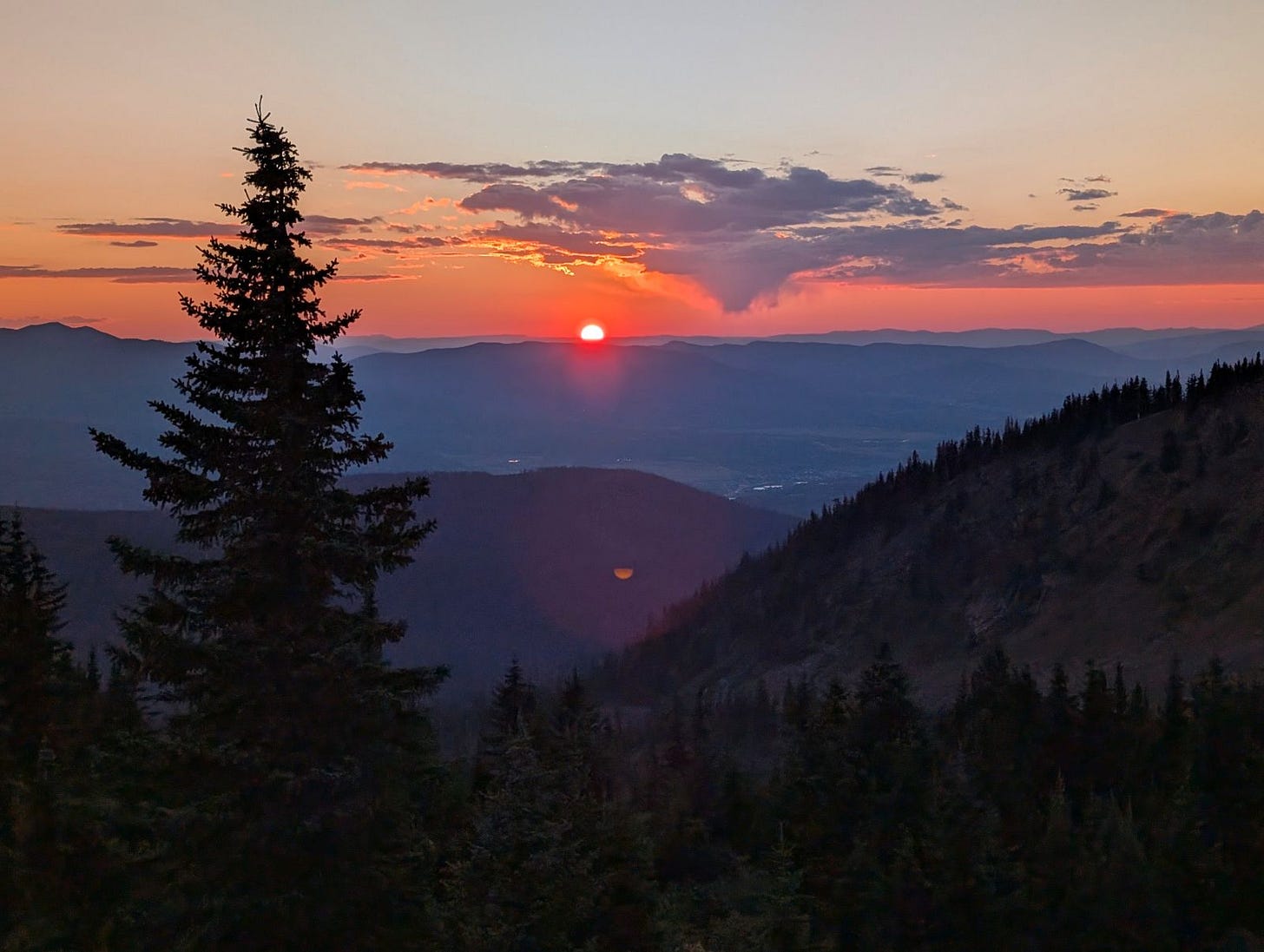 Sunset over the Rockies from the Rollins Pass.