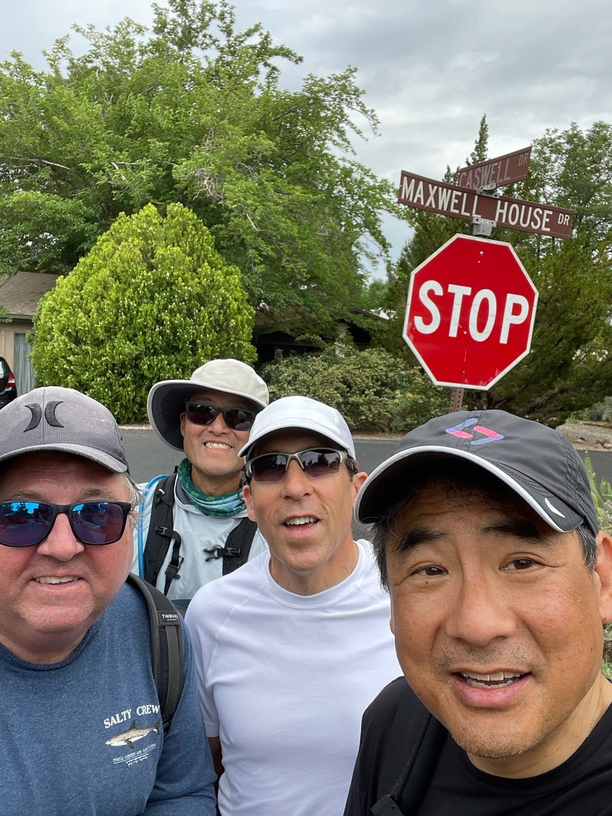Wayne Fenton, Kent Kawahara, Larry Stein, and Stephen Pao on Maxwell House Dr in Sedona AZ
