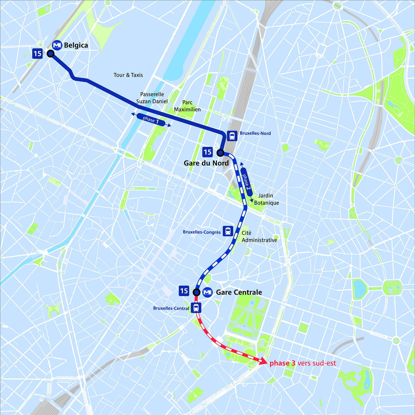 Tracé de la ligne 15 Tracé de la ligne 15