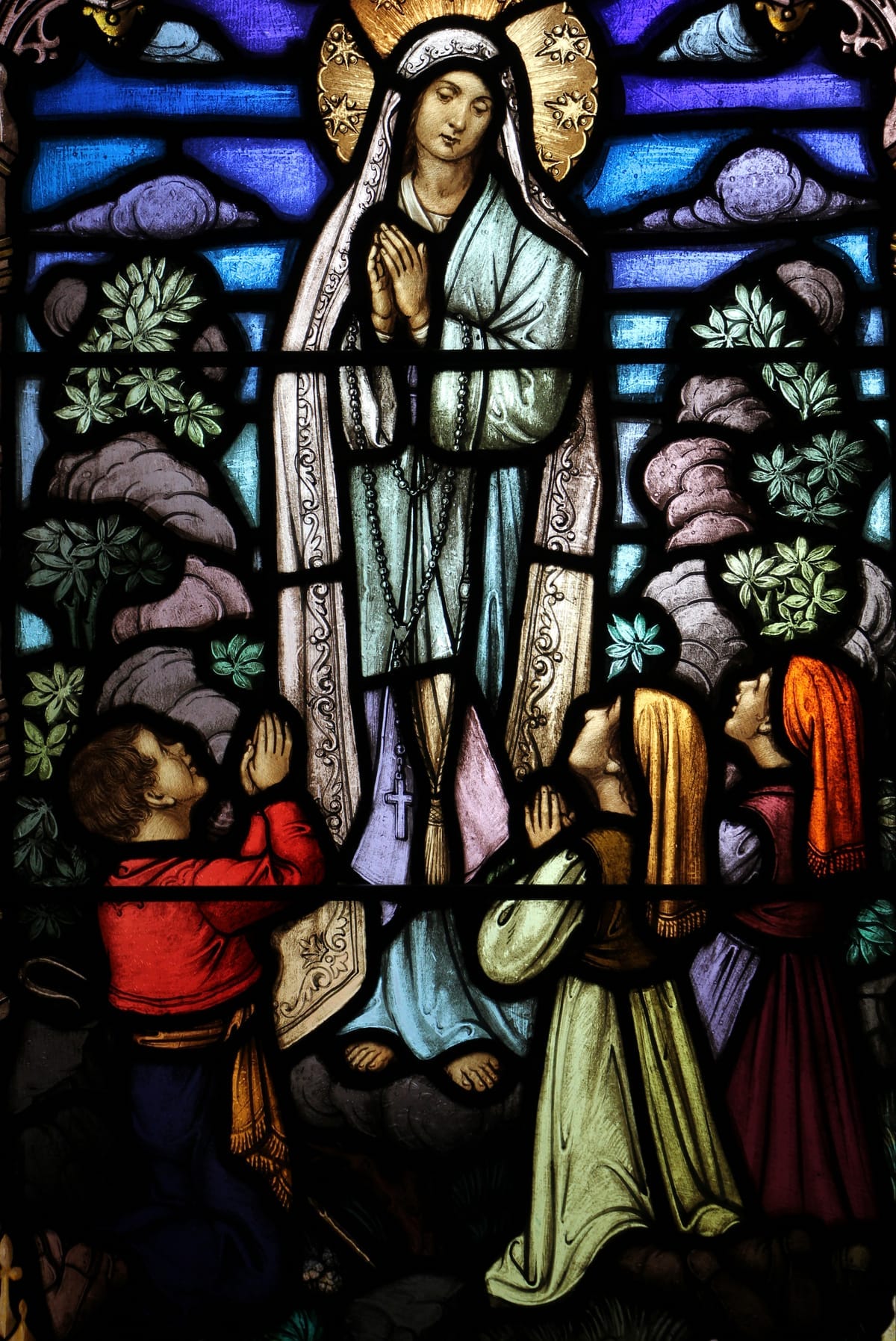 Our Lady of Fatima Stained Glass (2016, Saint Mary Magdelene Church, Greenville, South Carolina, United States) - Catholic Stock Photo Our Lady of Fatima Stained Glass (2016, Saint Mary Magdelene Church, Greenville, South Carolina, United States) - Catholic Stock Photo