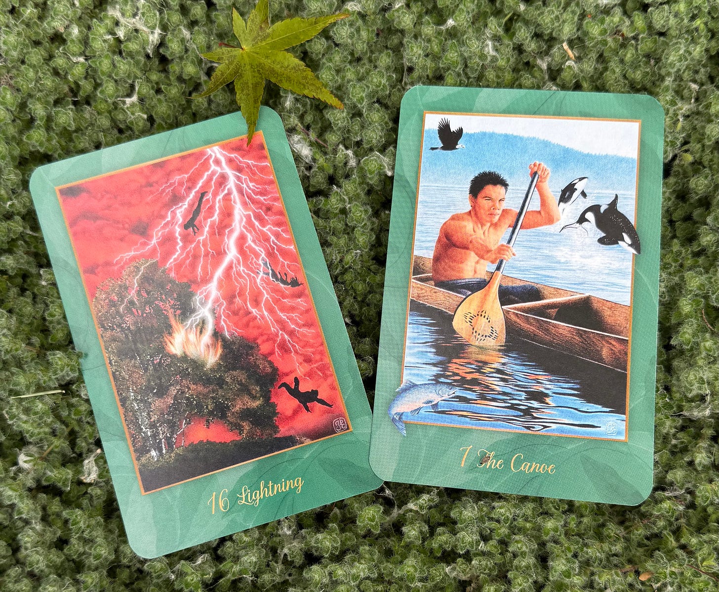 Lightning and Canoe from the Gaian Tarot Lightning and Canoe from the Gaian Tarot