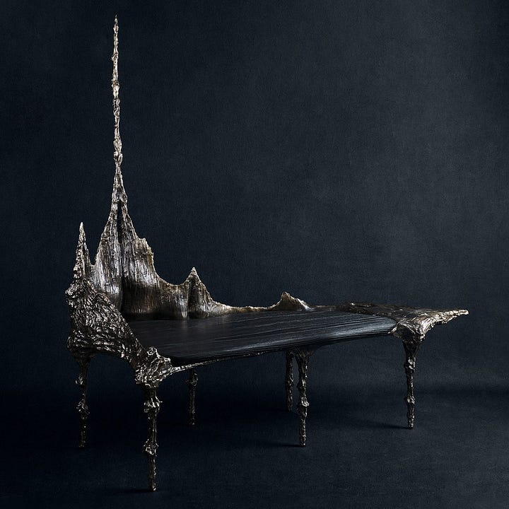 Enjoy the Silence Bench | In Memoria Chair | Désenchantée Table | Beautiful People Mirror (Images: William Guillon)