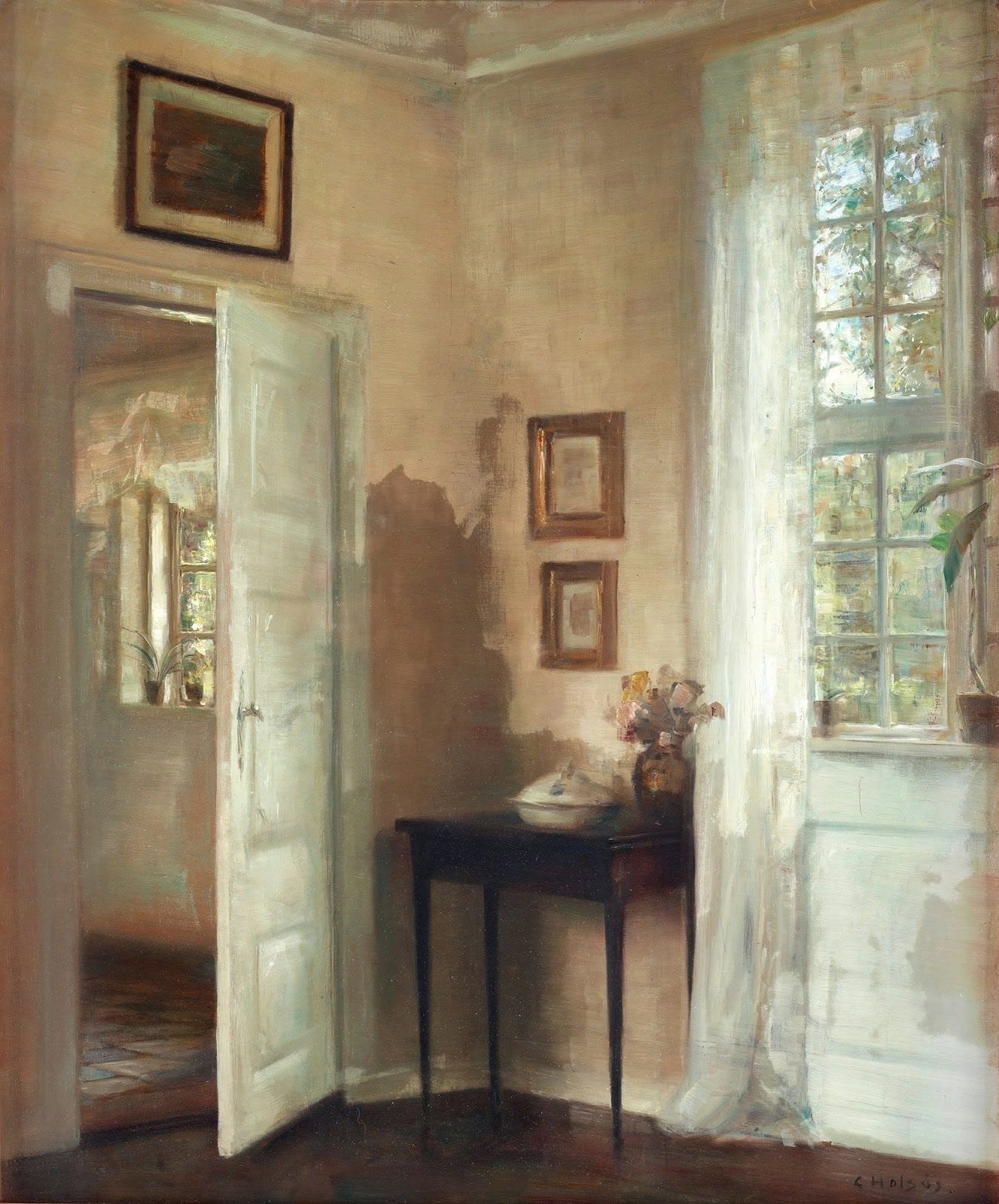 Interior with Window and Door, Carl Vilhelm Holsøe