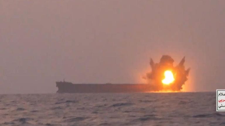 The US said the crew reported minor injuries and the vessel was moderately  damaged, but it continued its journey.