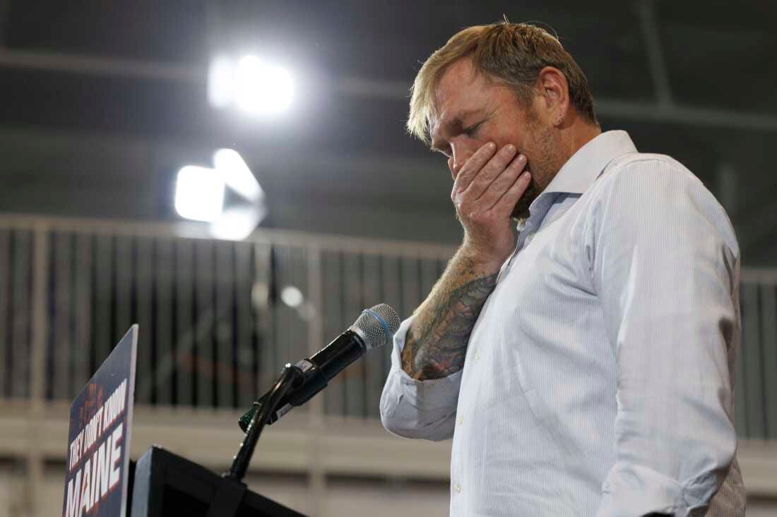 Now-former Democratic Senate candidate Graham Platner speaks at his primary election night event on June 9 in Blue Hill, Maine. Platner officially dropped out of the race July 10 following rape allegations from a former romantic partner that he denies.