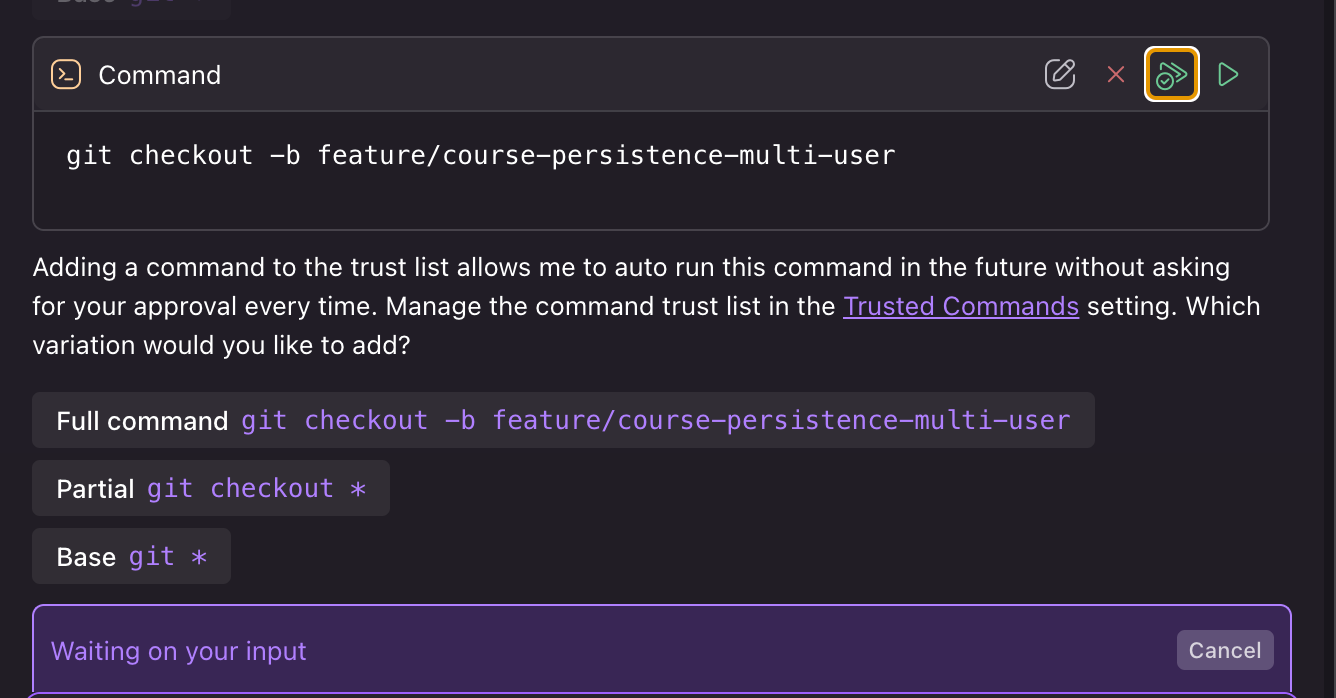 Kiro command allowlisting