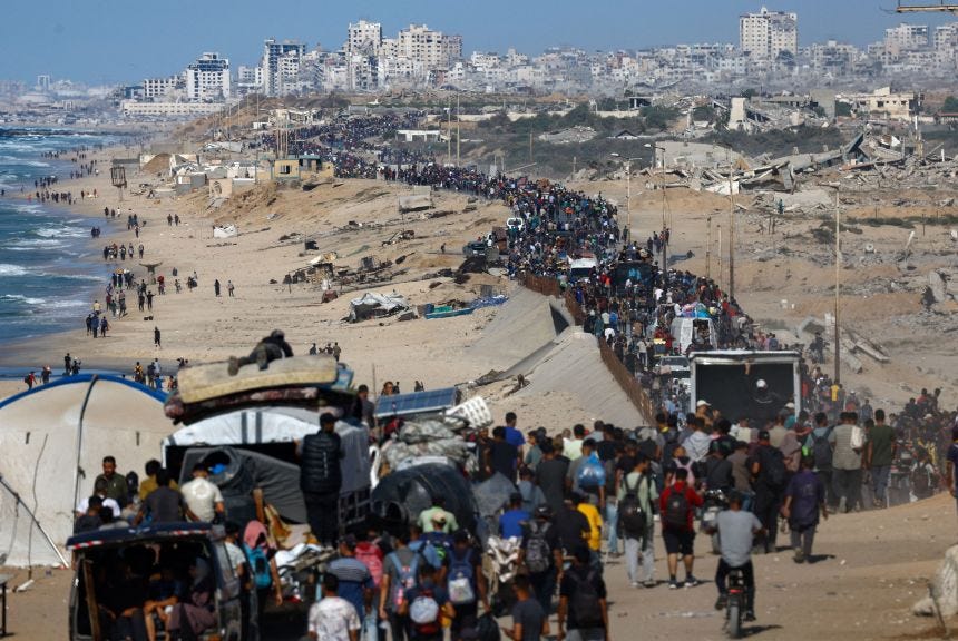 Displaced Palestinians return to northern Gaza on Friday.