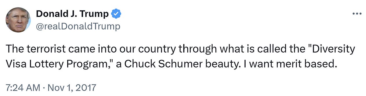 Trump tweet blaming Chuck Schumer for writing the bill