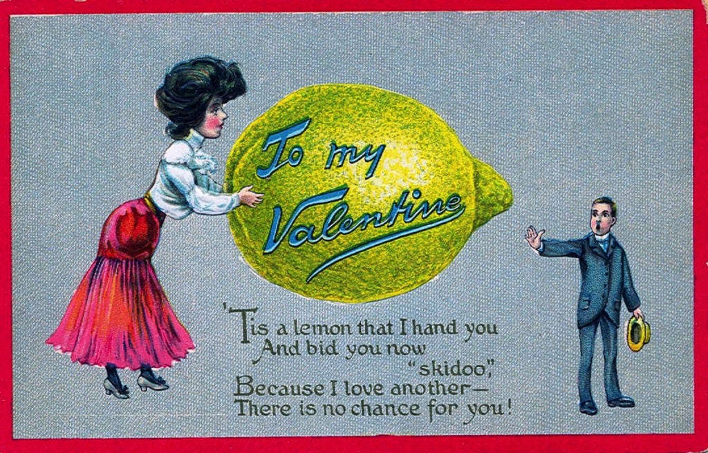 An Edwardian postcard rejecting a potential lover. Via StreetsofSalem.com. An Edwardian postcard rejecting a potential lover. Via StreetsofSalem.com.