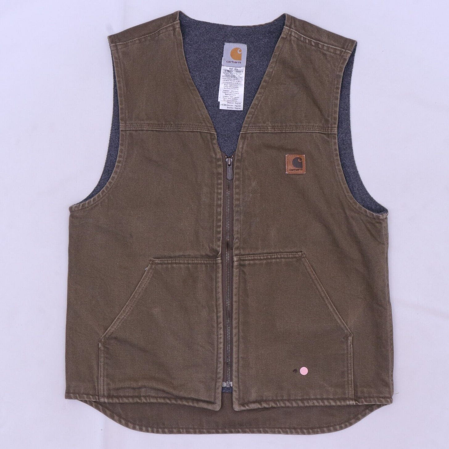 C2532 VTG Carhartt V19 BRK Canvas Fleece Lined Work Vest Size M - Picture 1 of 8