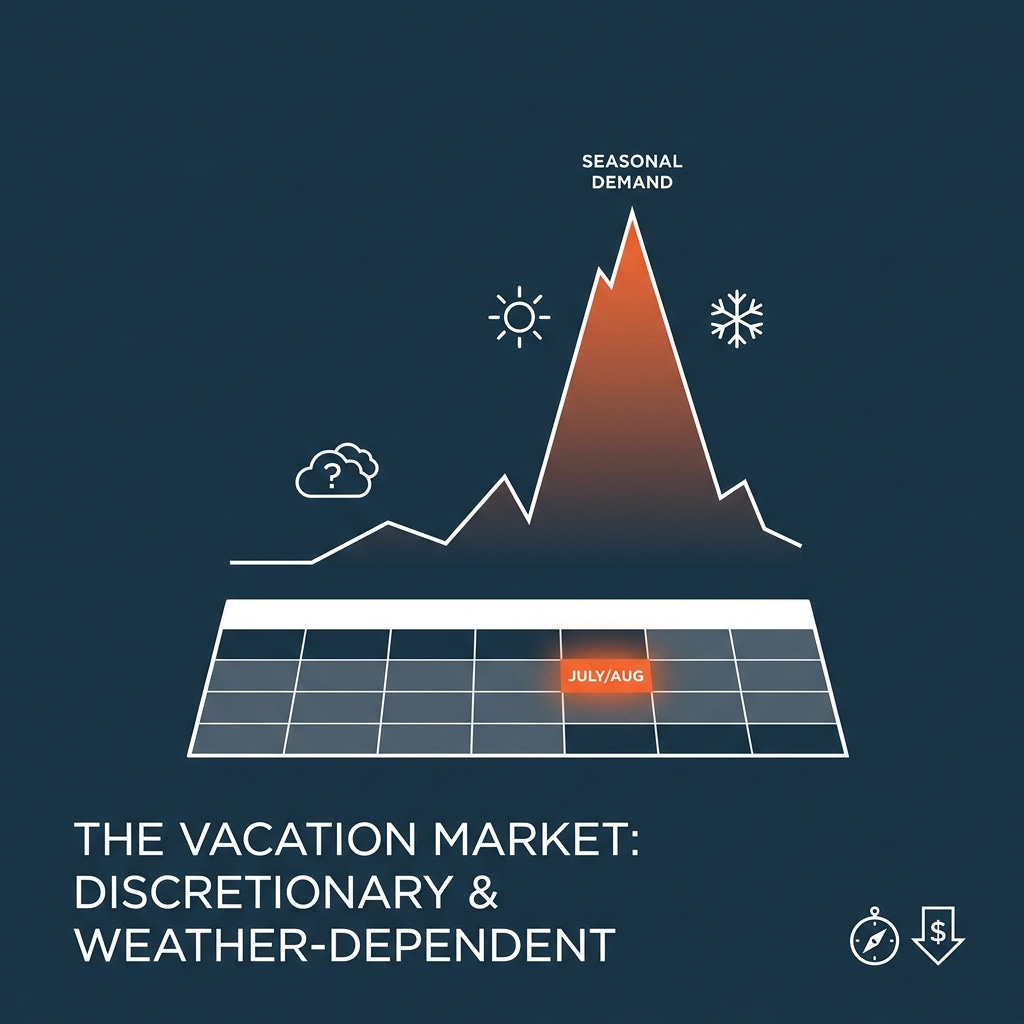 Vacation market — one seasonal spike, long off-season Vacation market — one seasonal spike, long off-season