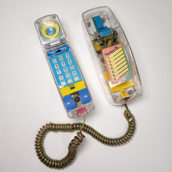 Vintage 90's See Through Phone 1990's Clear Transparent Plastic Telephone Retro Neon Se Through Phone 80's 90's Home Decor Vintage Phone