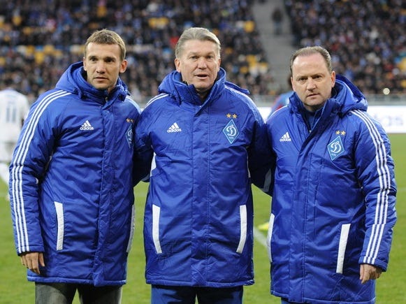 Andriy Chevtchenko, Oleg Blokhine, Igor Belanov,  joueurs emblématiques du Dynamo de Kiev