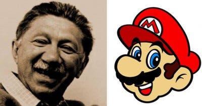 A person smiling and a cartoon character

Description automatically generated