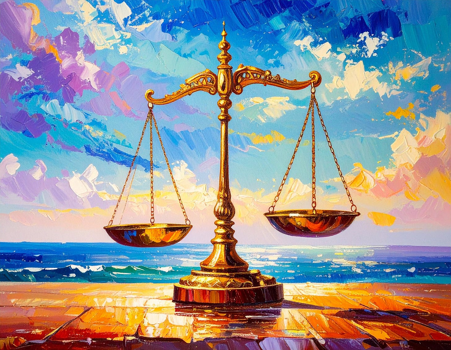 This is an AI-generated image of a balance scale.