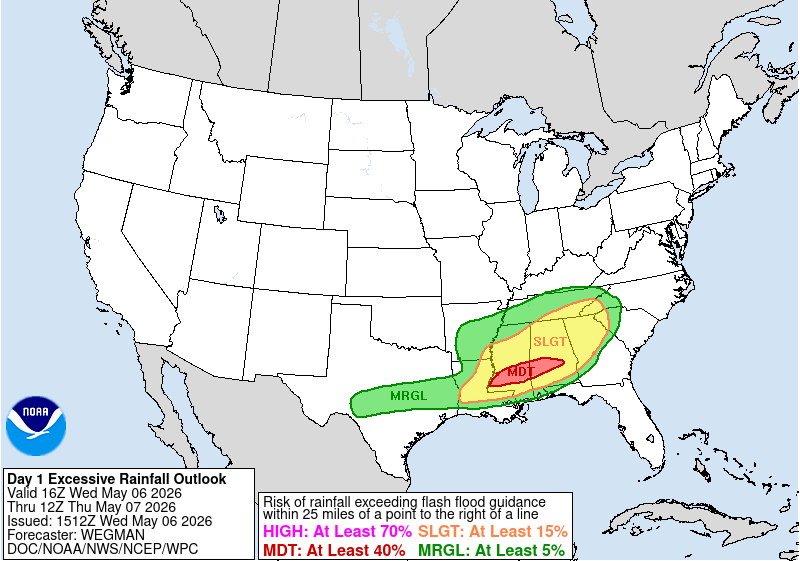 Day 1 Excessive Rainfall Forecast