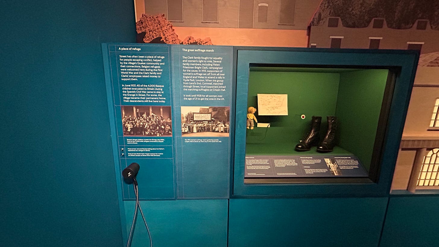 A display inside Clarks Shoemakers Museum, Street. It shows how the Clarks family had a social conscience and helped those in need. A display inside Clarks Shoemakers Museum, Street. It shows how the Clarks family had a social conscience and helped those in need.